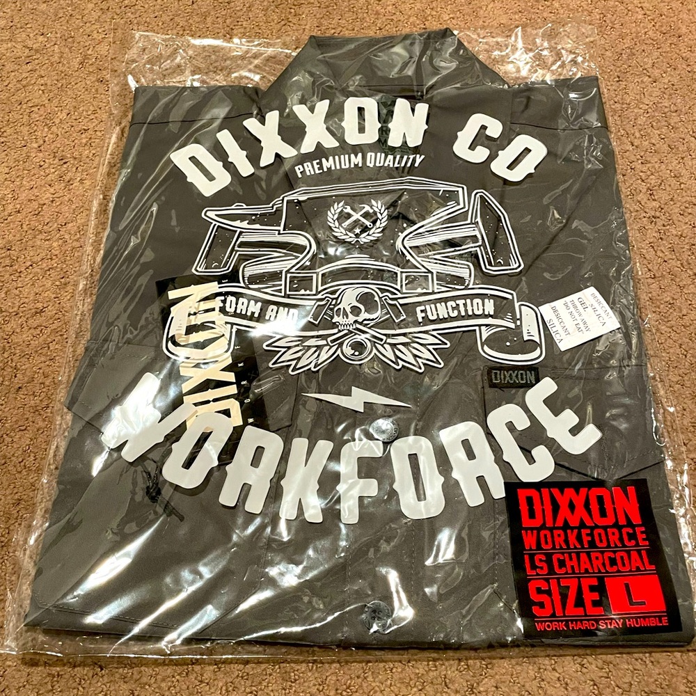 Dixxon Workforce LS Charcoal Grey work shirt. Men’s L NIB